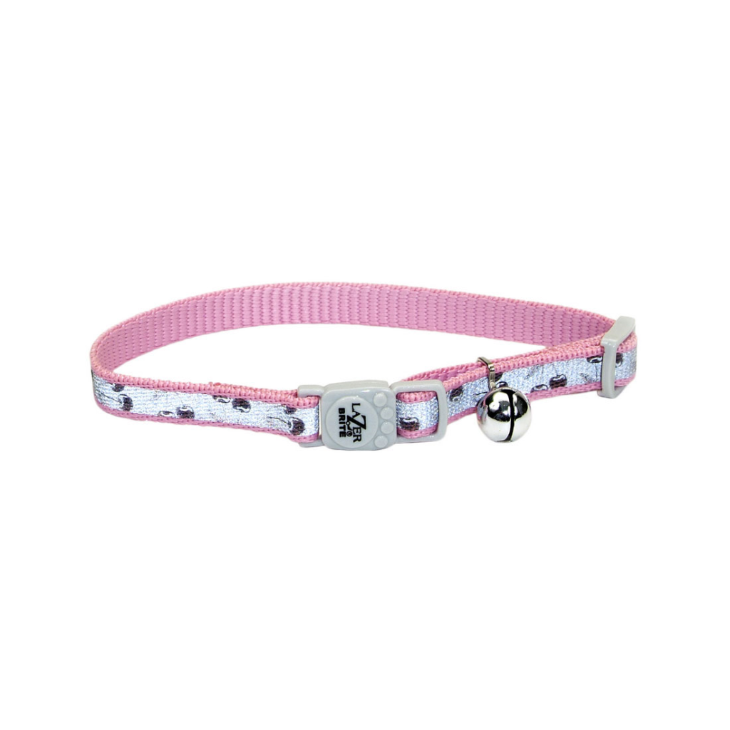 Lazer Brite Reflective Adjustable Breakaway Cat Collar, Pink Cherries, 3/8-in