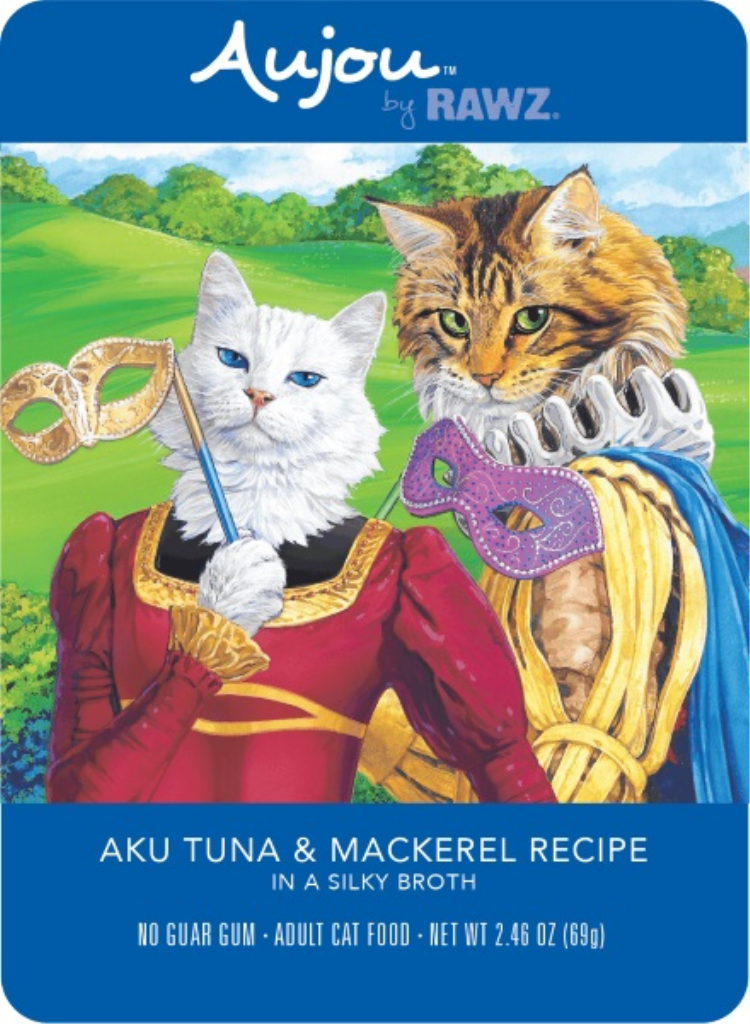 Aujou by RAWZ Cat Aku Tuna & Mackerel Wet Cat Food Pouch, 2.46-oz