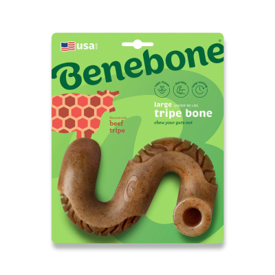 Benebone Tripe Bone Beef Tripe Flavor Dog Toy, Large