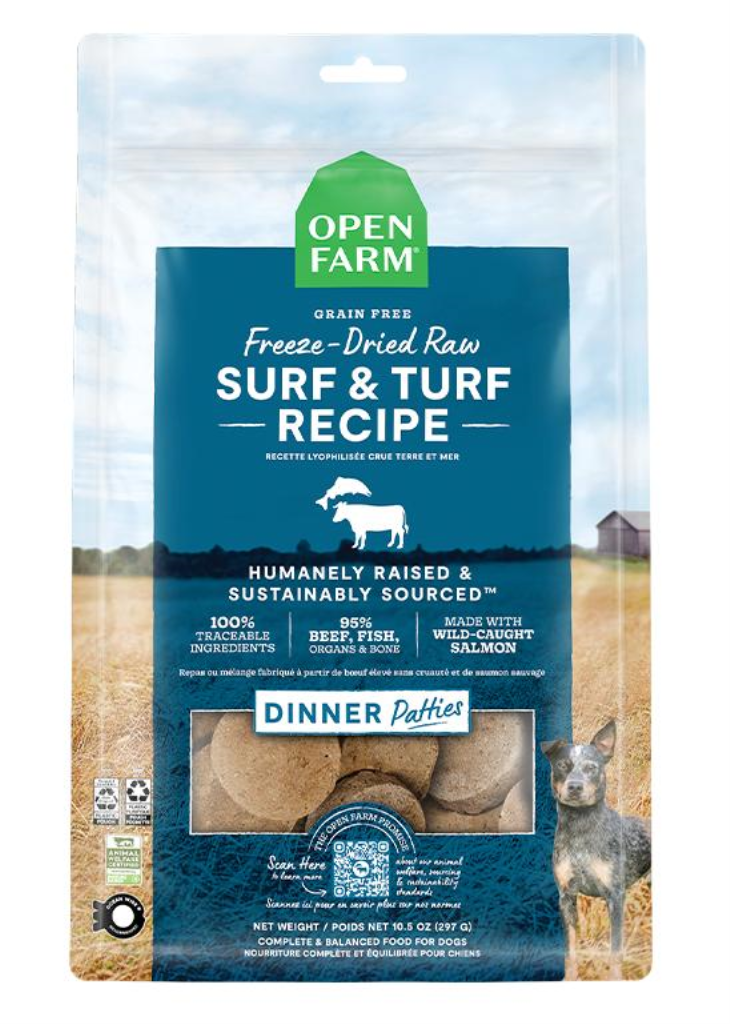 Open Farm Surf & Turf Patties Raw Freeze-Dried Dog Food, 10.5-oz