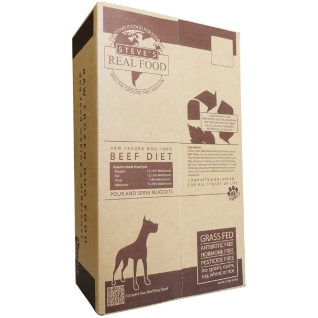 Steve's Real Food Beef Nuggets Raw Frozen Dog & Cat Food, 9.75-lb