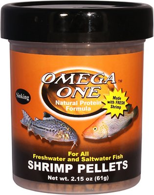 Omega One Sinking Shrimp Pellets Freshwater & Saltwater Fish Food, 2.15-oz jar