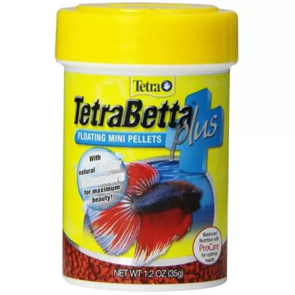 Tetra Betta Plus Floating Mini Pellet Fish Food, 1.2-oz jar