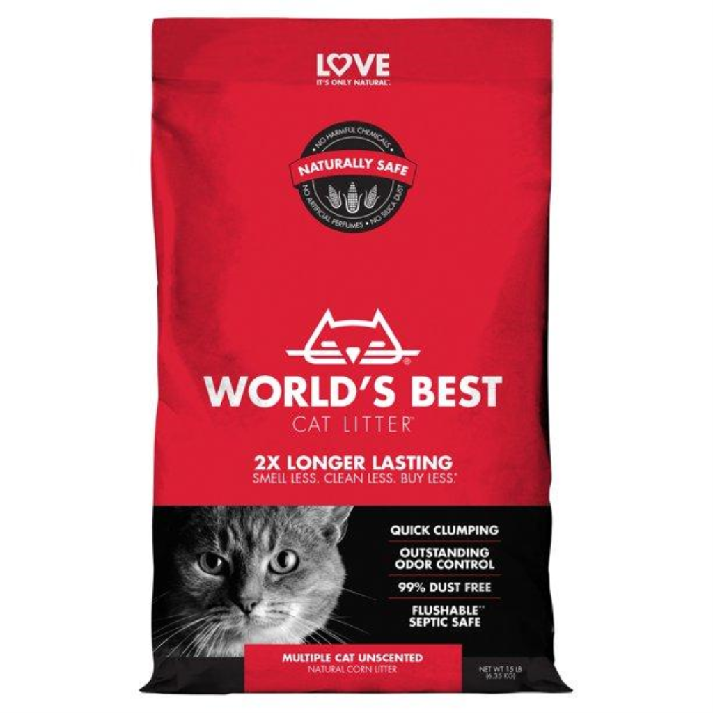 World's Best Cat Litter Multiple Cat Unscented Clumping Cat Litter, 15-lb C/3