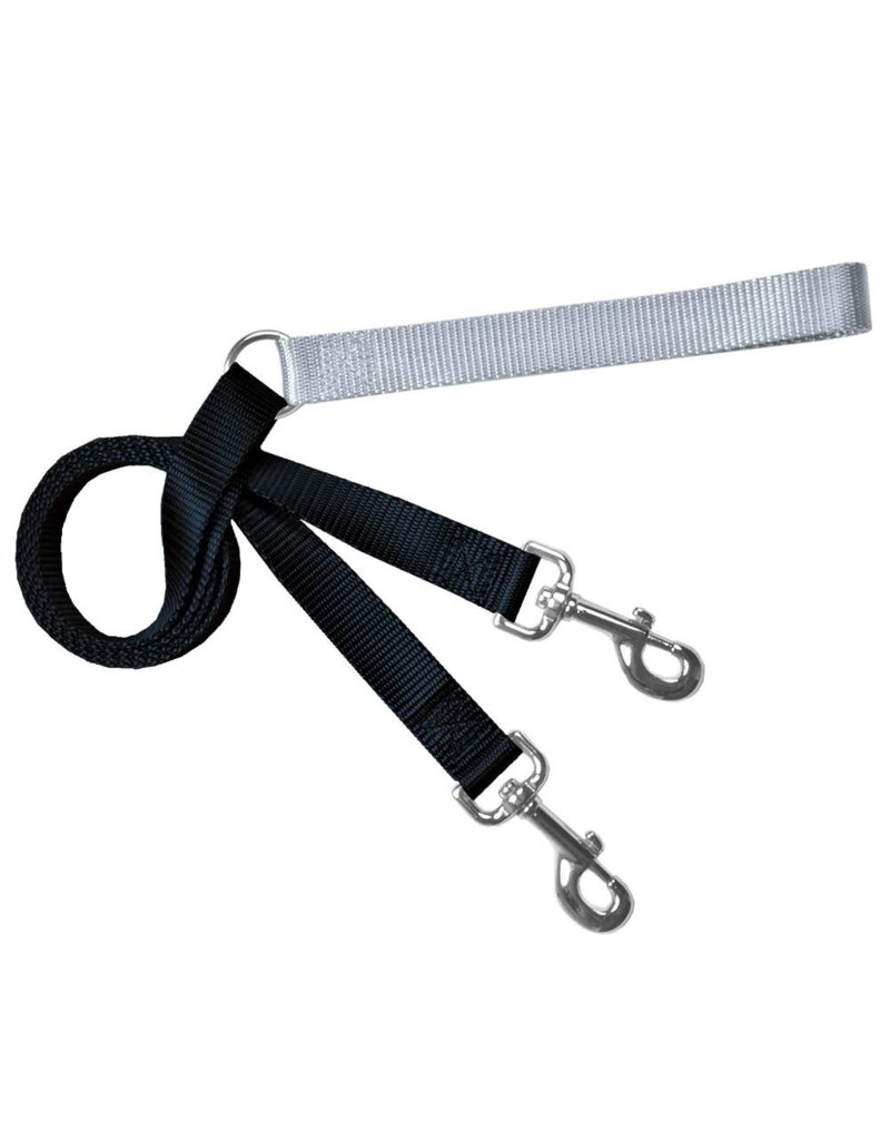 2 Hounds Design Double Connection Training Dog Leash, Black, 5/8-in