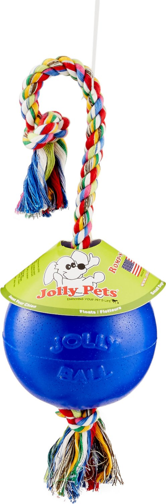 Jolly Pets Romp-n-Roll Dog Toy, Blue, 8-in