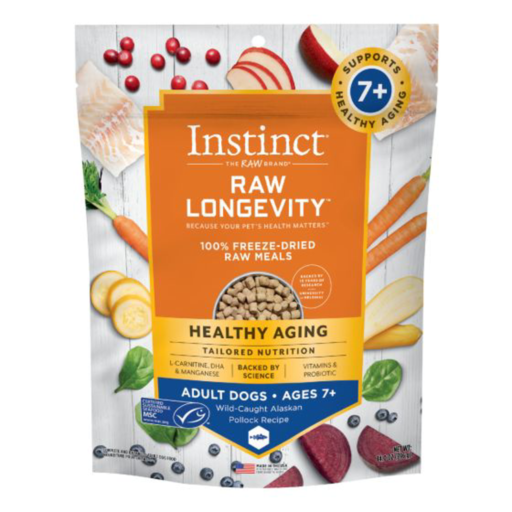 Instinct Longevity Freeze Dried Raw Meals Adult 7 Plus Pollock Dog 14oz