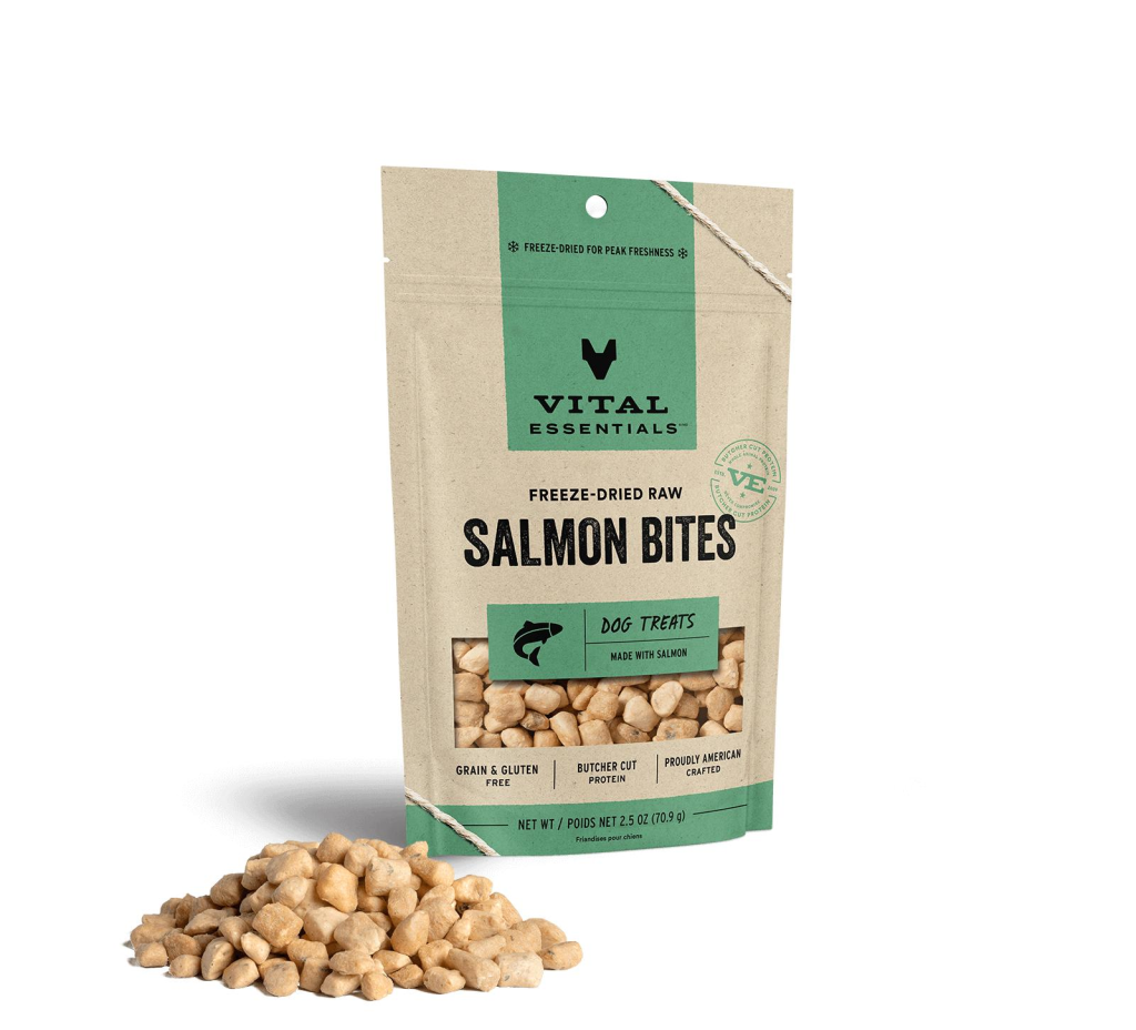 Vital Essentials Salmon Bites Freeze-Dried Raw Dog Treats, 2.5-oz