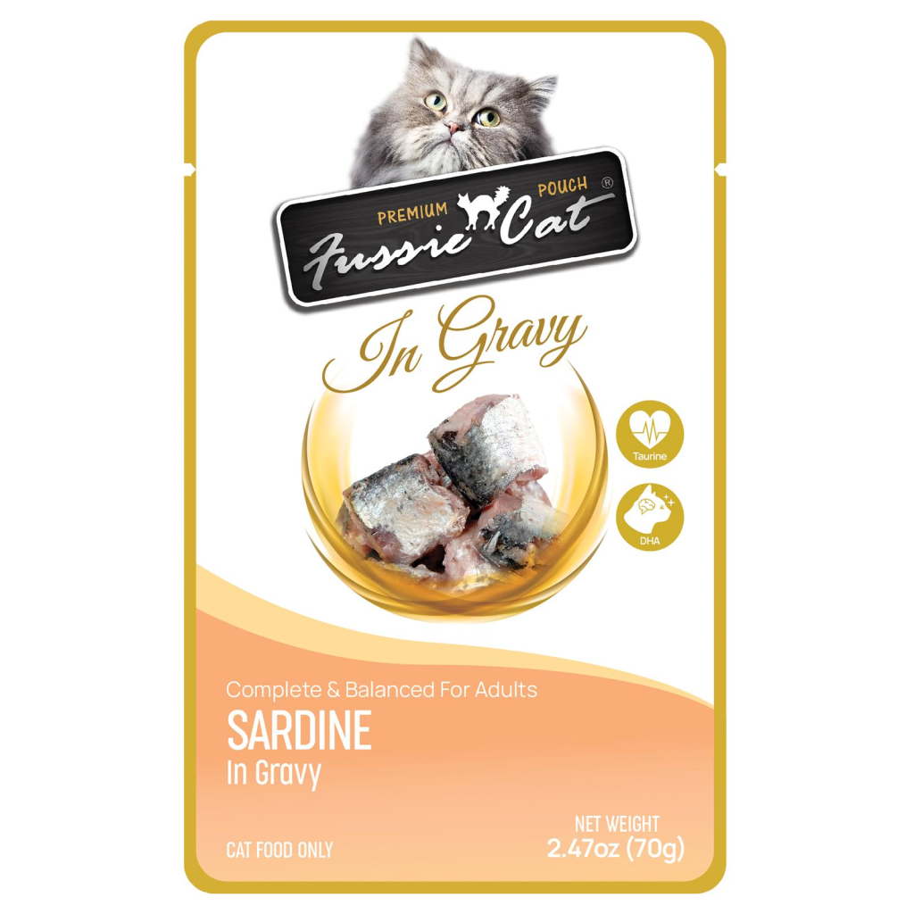 Fussie Cat Premium Sardine in Gravy Wet Cat Food Pouch, 2.47-oz