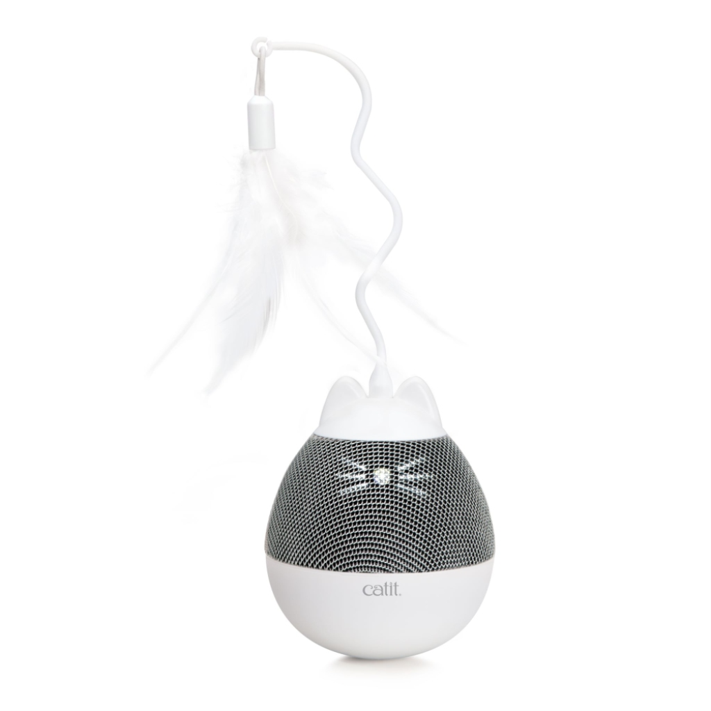 Catit PIXI Spinner Treat Dispensing Cat Toy, Silver, 3.3-in x 9.4-in