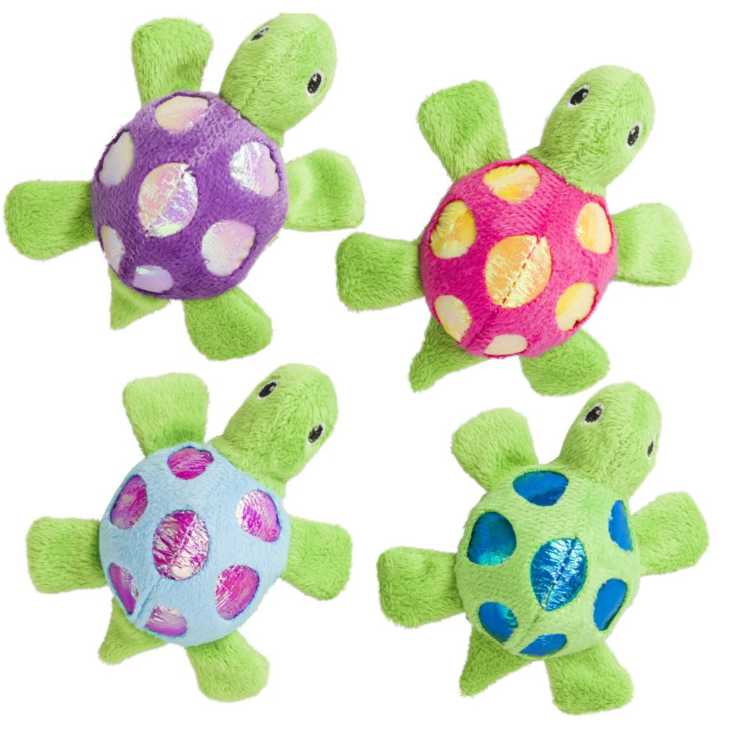Ethical Pet Spot Shimmer Glimmer Turtle with Catnip Cat Toy, Color Varies