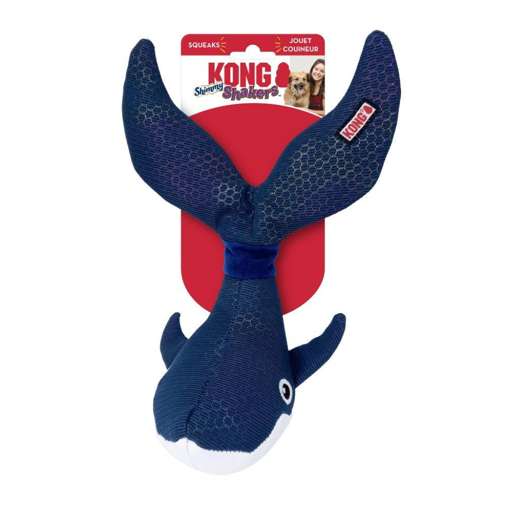 KONG Shakers Shimmy Whale Dog Toy, Blue, Medium