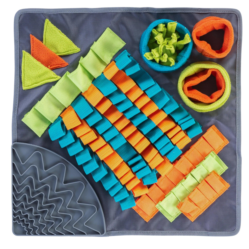 Messy Mutts Square Forage Snuffle Mat Lick Mat Dog Slow Feeder, 16-in x 16-in
