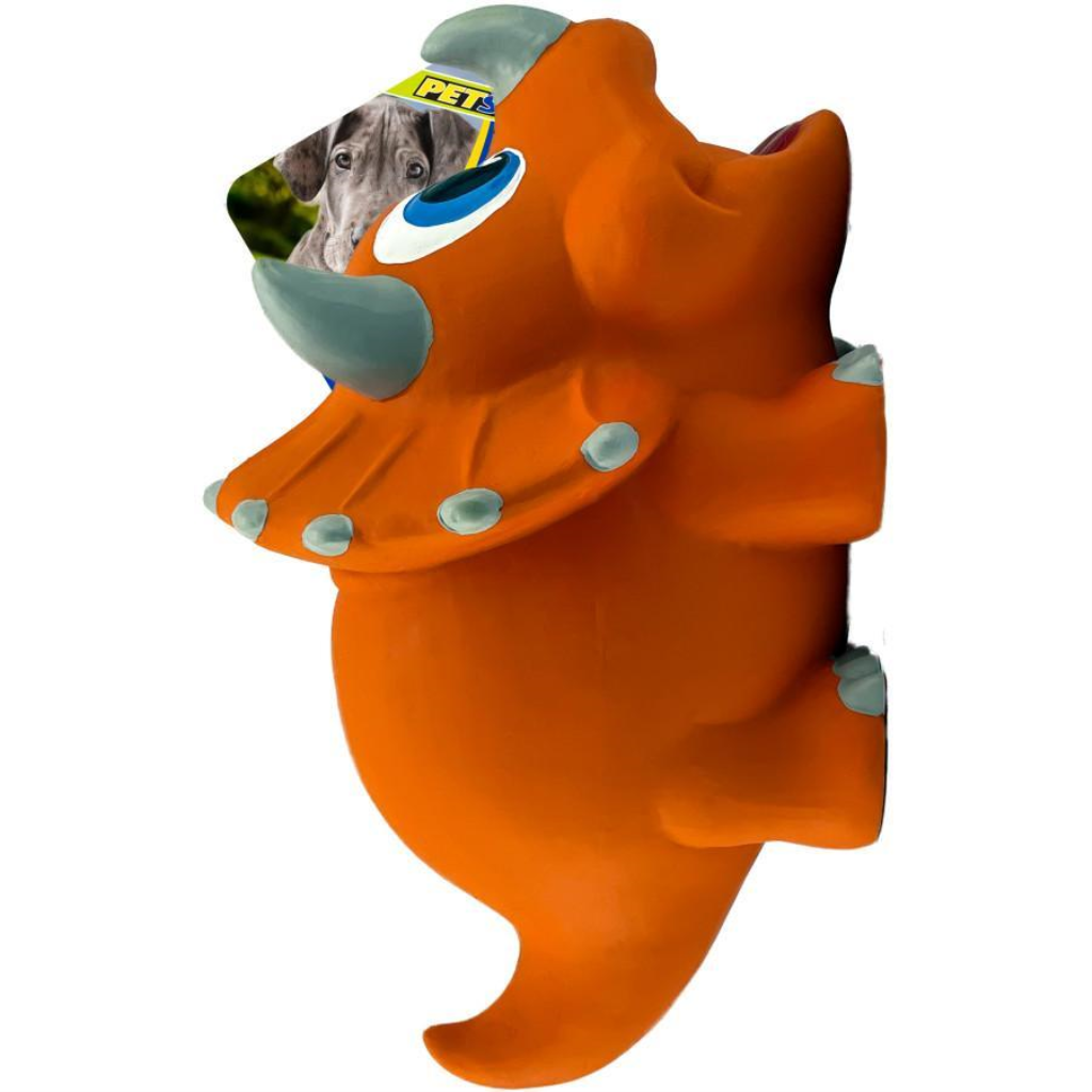 Petsport NaturFlex Dinosaur Triceratops Latex Dog Toy, Large
