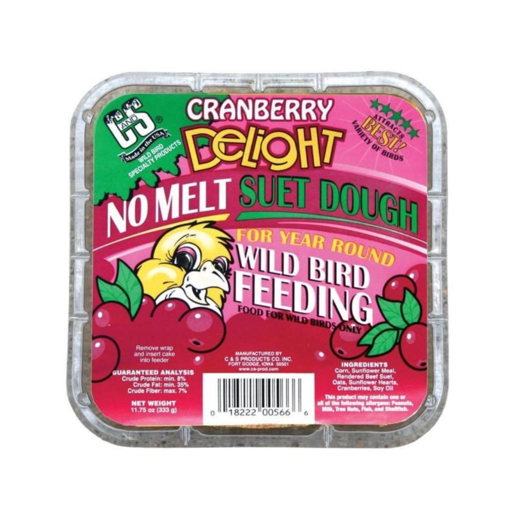 C&S Cranberry Delight No Melt Suet Dough Wild Bird Food, 11.75-oz