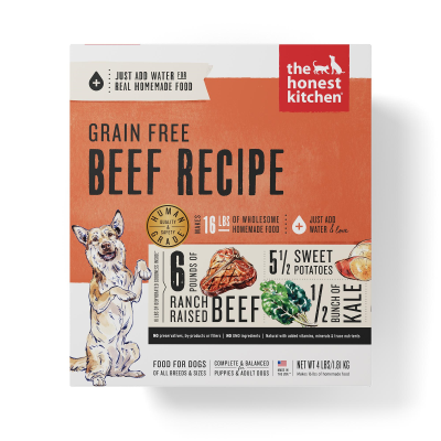 The Honest Kitchen Beef Recipe Grain-Free Dehydrated Dog Food, 4-lb box