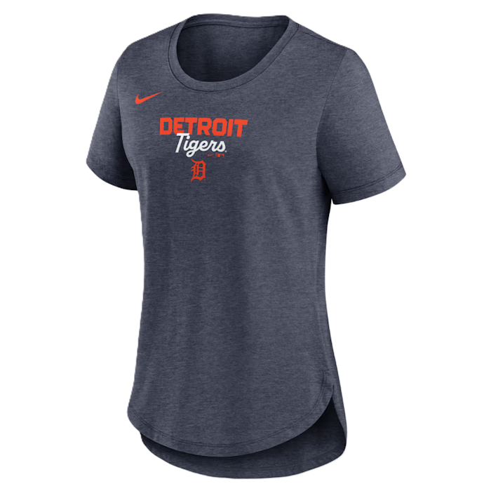 Detroit Tigers Nike Women’s Arched Team Name Tri-Blend T-Shirt – Navy Heather