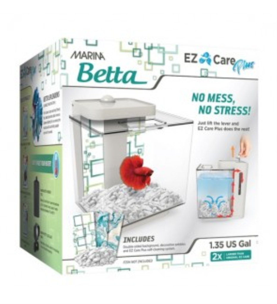 Marina Betta EZ Care Plus Aquarium Kit, White, 1.35-gal