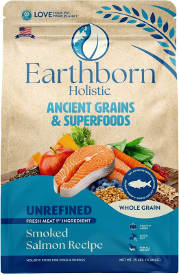 Earthborn Holistic Unrefined Smoked Salmon with Ancient Grains & Superfoods Dry Dog Food, 25-lb (SPEC ORD)