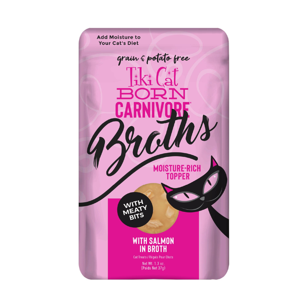 Tiki Cat Born Carnivore Broths Salmon in Broth Wet Cat Food Topper Pouch, 1.3-oz