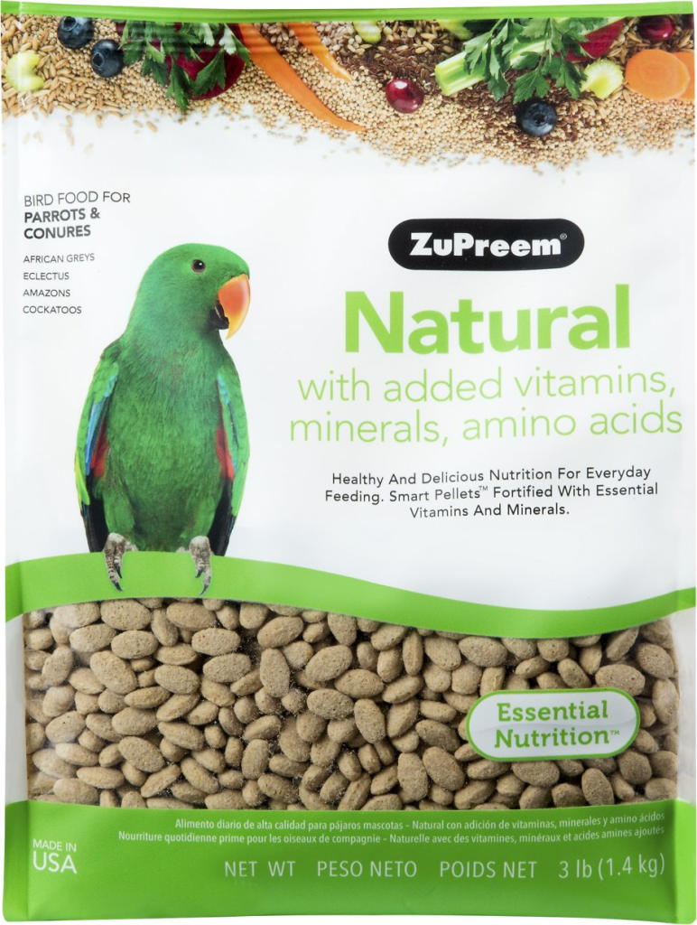 ZuPreem Natural with Vitamins & Minerals Medium & Large Bird Food, 3-lb