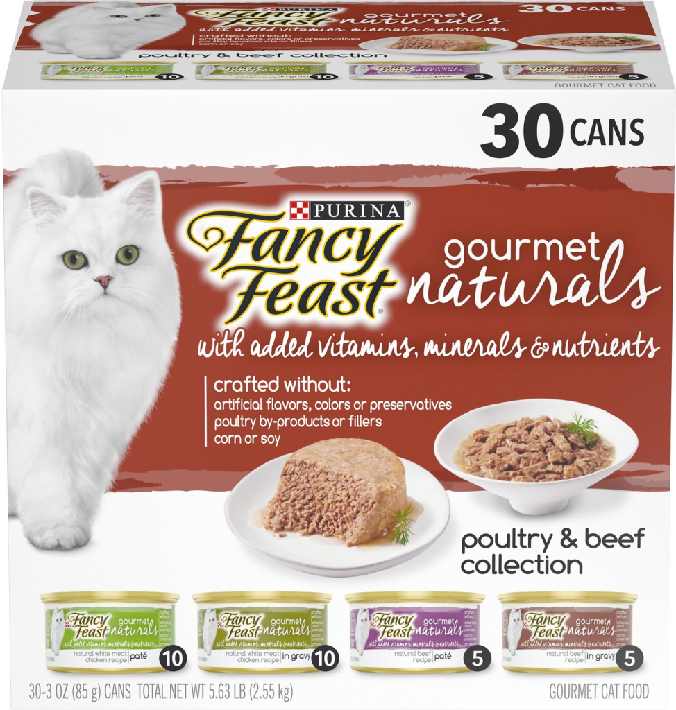 Fancy Feast Gourmet Naturals Poultry & Beef Variety Pack Canned Cat Food, 3-oz, 30-pack