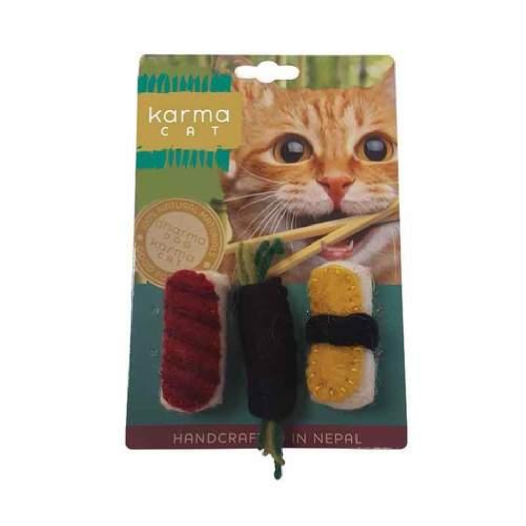 Dharma Dog Karma Cat Sushi Cat Toy, 3-pk