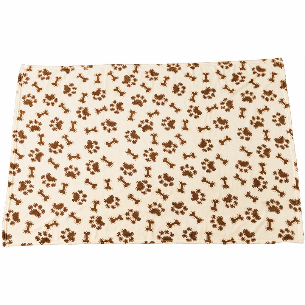 Ethical Pet Spot Snuggler Bones/Paws Print Dog Blanket, Cream, 30-in x 40-in