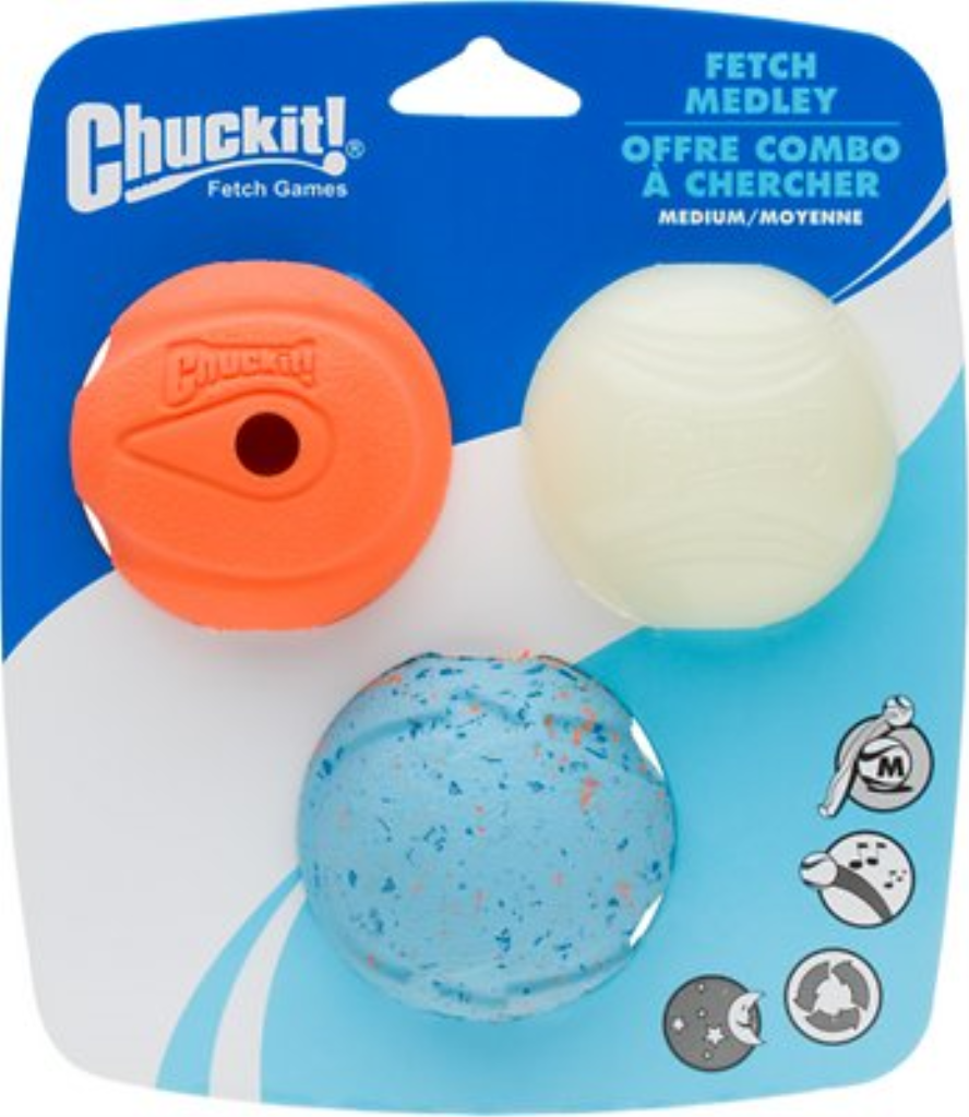 Chuckit! Fetch Ball Medley Triple-pk, Medium