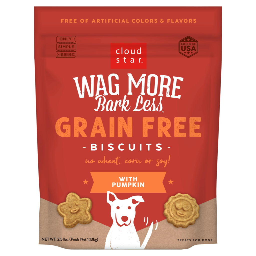 Cloud Star Wag More Bark Less Grain Free Pumpkin Flavor Dog Treats, 2.5-lb