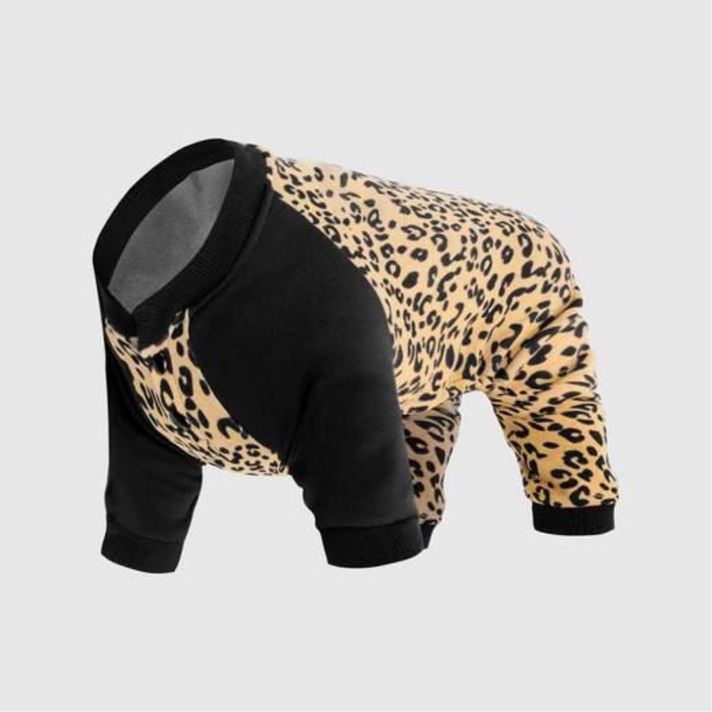 Canada Pooch Frosty Fleece Dog Sweatsuit, Leopard, 10-in