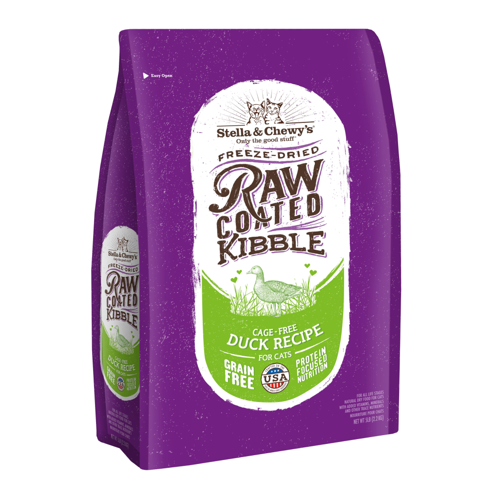 Stella & Chewy's Raw Coated Kibble Cage-Free Duck Dry Cat Food, 5-lb