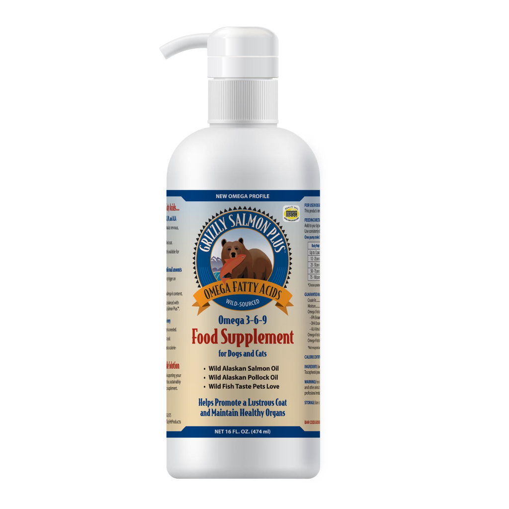 Grizzly Salmon Plus Food Supplement for Dogs & Cats, 16-oz bottle