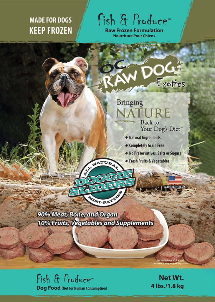OC Raw Dog Fish & Produce Sliders Raw Frozen Dog Food, 4-lb