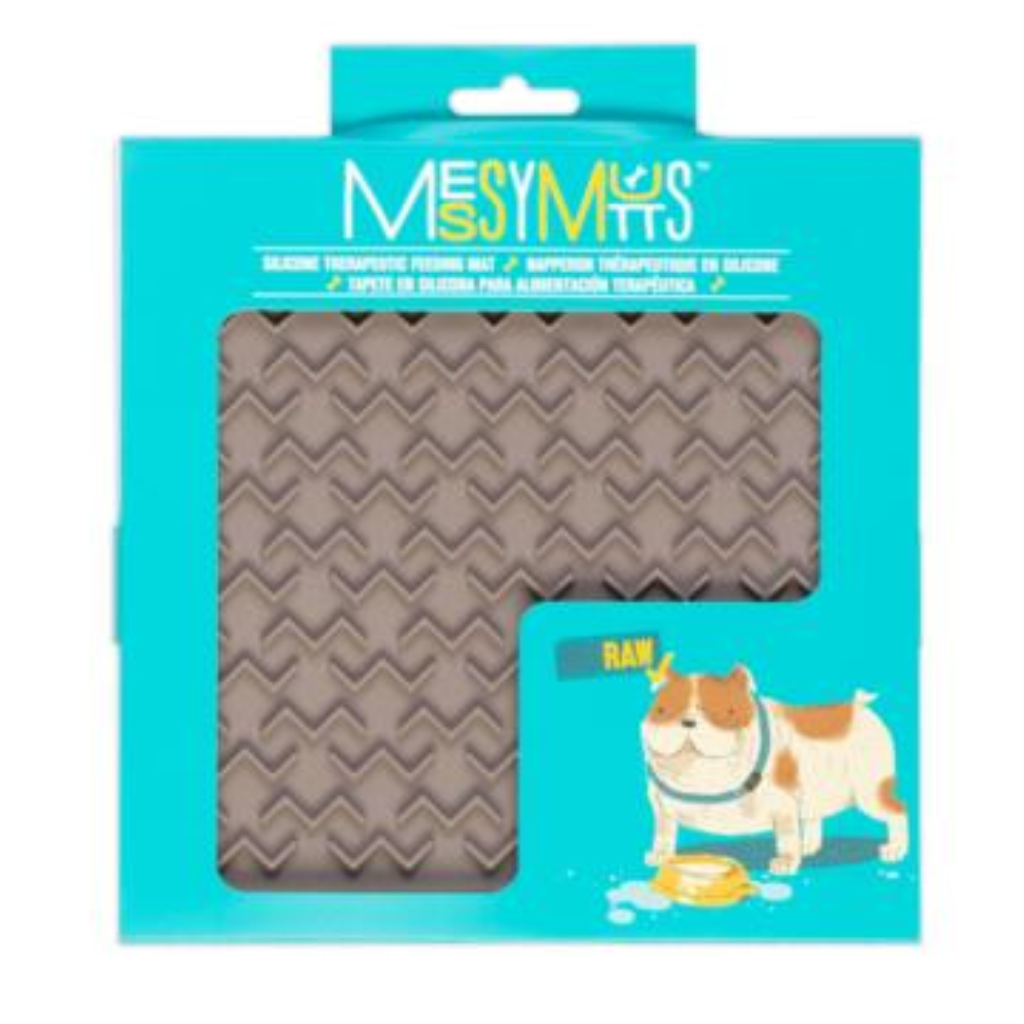 Messy Mutts Silicone Therapeutic Lick Dog Slow Feeder Mat, Grey, 8-in x 8-in