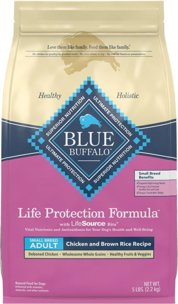 Blue Buffalo Life Protection Formula Small Breed Adult Chicken & Brown Rice Recipe Dry Dog Food, 5-lb