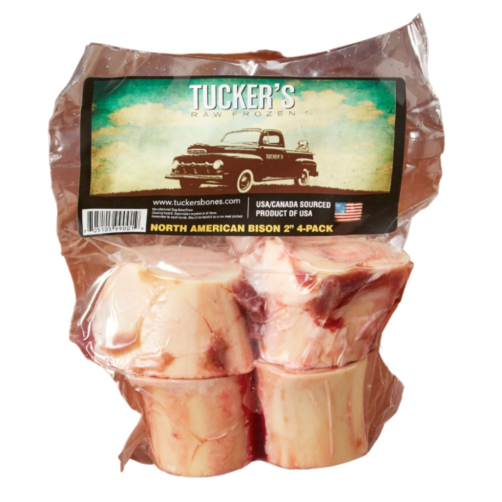 Tucker's Raw Frozen Bison Bones Food for Dogs, 2-in, 4-pack