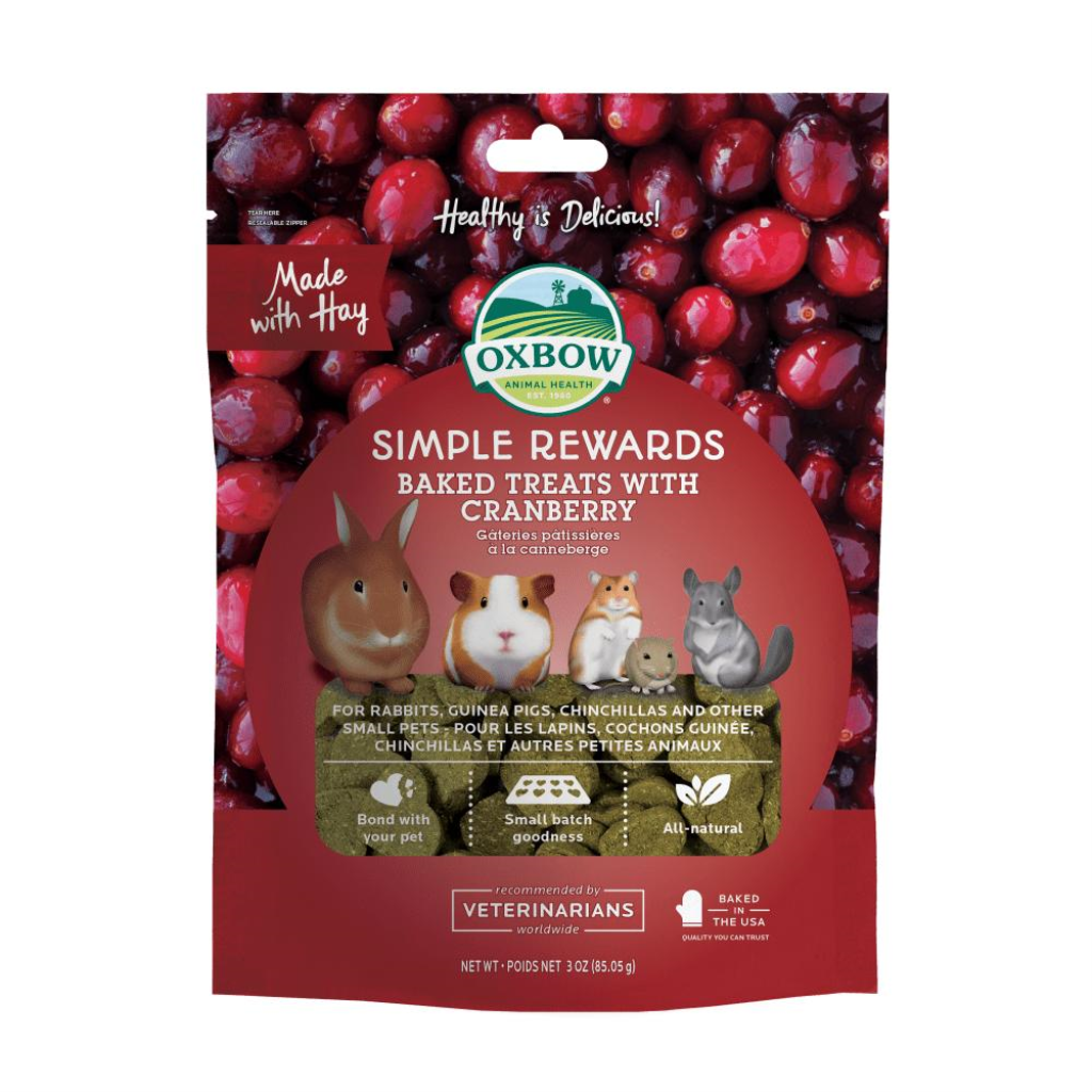 Oxbow Simple Rewards Oven Baked with Cranberry Small Animal Treats, 3-oz