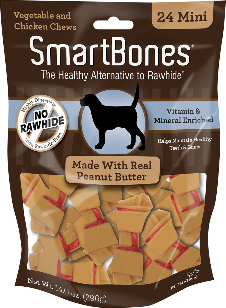 SmartBones Mini Peanut Butter Chew Bones Dog Treats, 24-pk