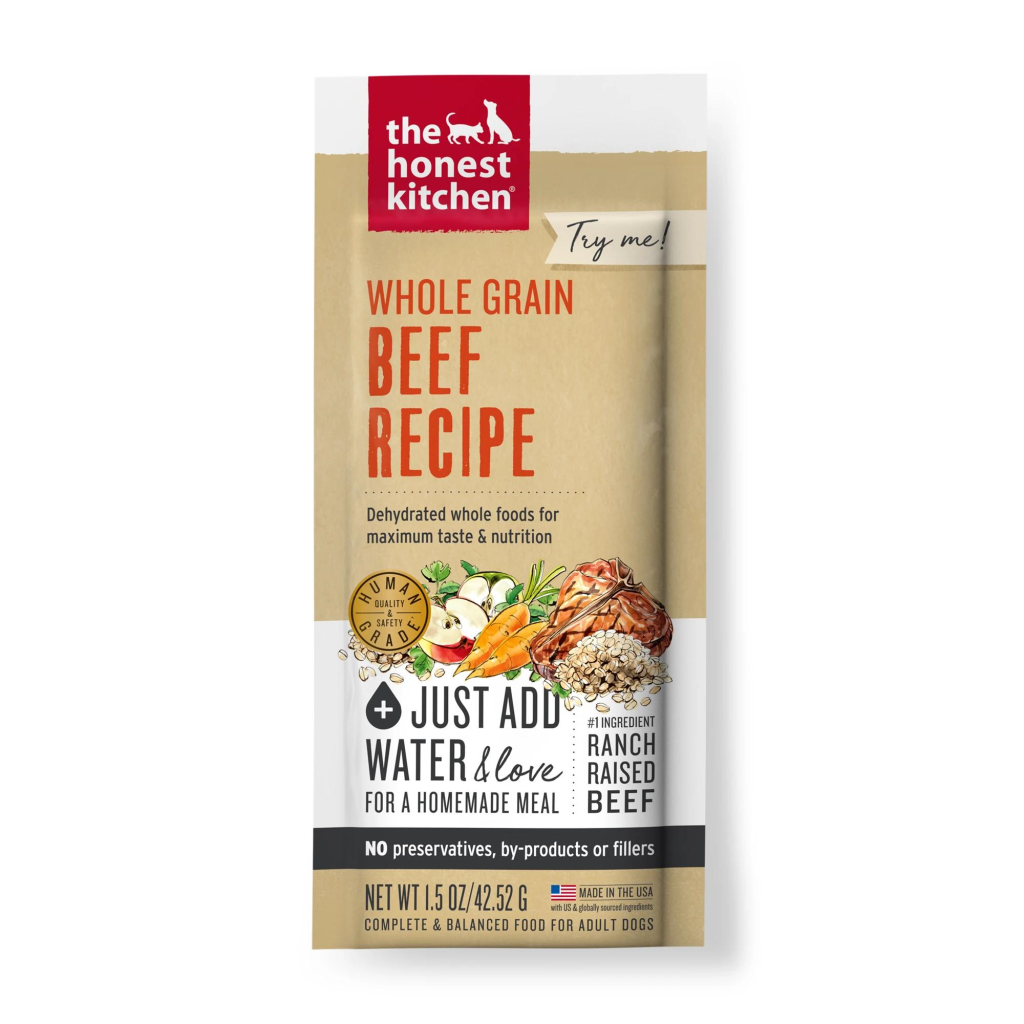The Honest Kitchen Whole Grain Beef Recipe Dehydrated Dog Food, 1.5-oz