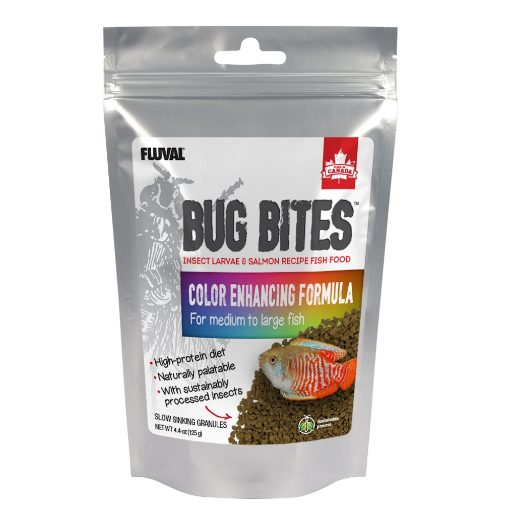 Fluval Bug Bites Color Enhancing Formula Granules for Medium-Large Fish, 3.5-oz