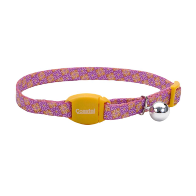 Safe Cat Adjustable Breakaway Collar with Magnetic Buckle for Cats, Moroccan Purple Yellow, 3/8-in x 8-12-in