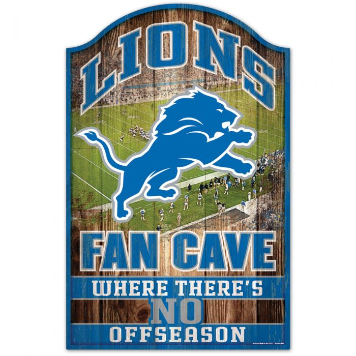Detroit Lions Fan Cave Wood Sign 11" x 17" 1/4" Thick