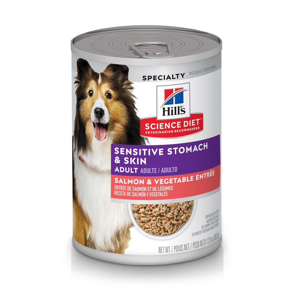 Hill's Science Diet Adult Sensitive Stomach & Skin Grain-Free Salmon & Vegetable Entree Wet Dog Food, 12.8-oz
