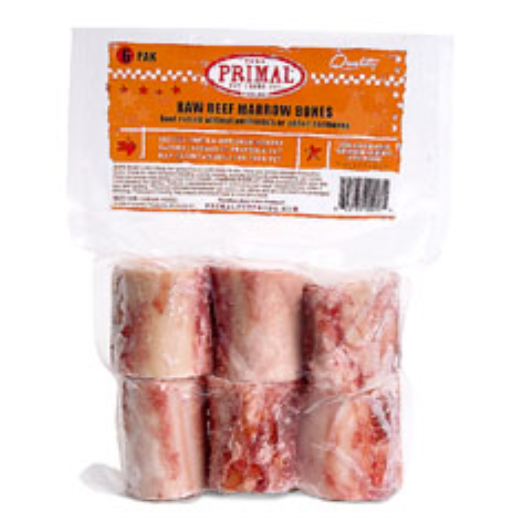 Primal Raw 2" Beef Marrow Bone Raw Frozen Dog Treat, 6pk