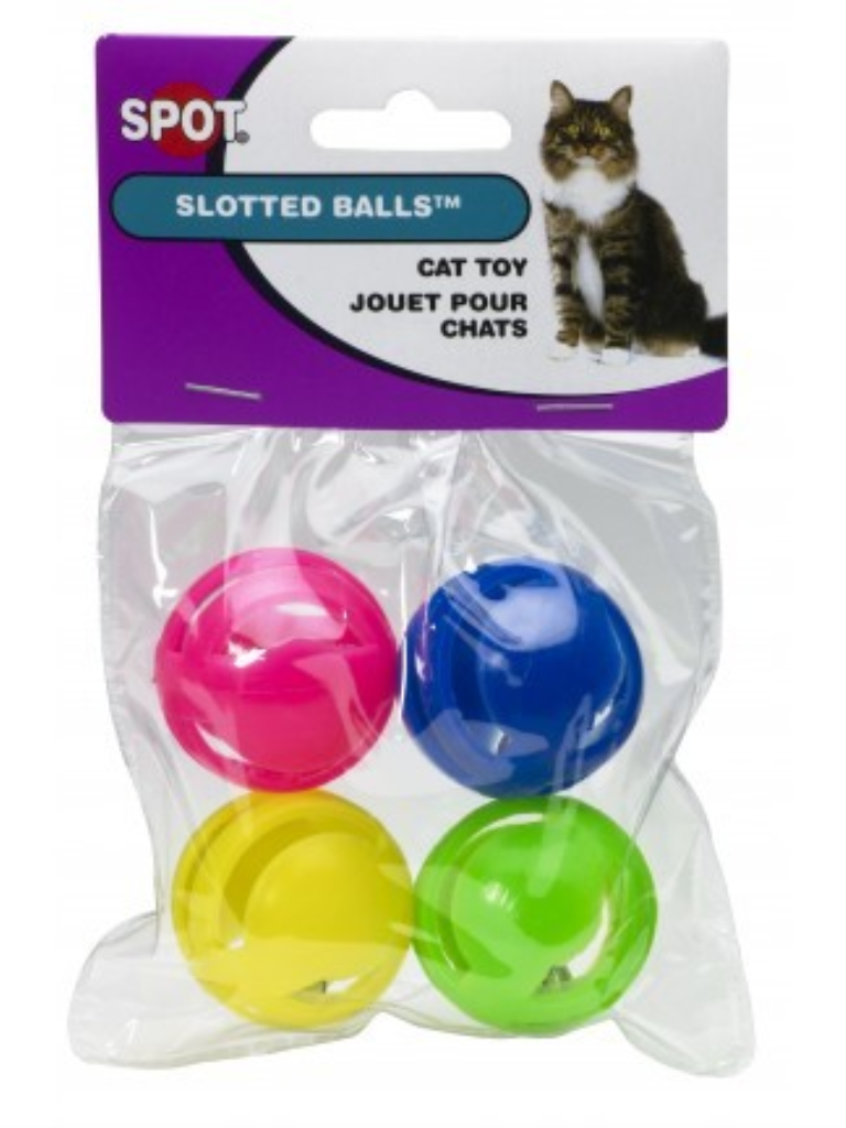 Ethical Pet Spot Slotted Balls Cat Toy, 4-pk