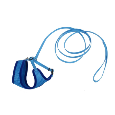 Coastal Comfort Soft Adjustable Cat Harness & Leash, Blue Lagoon, 3/8-in x 14-16-in