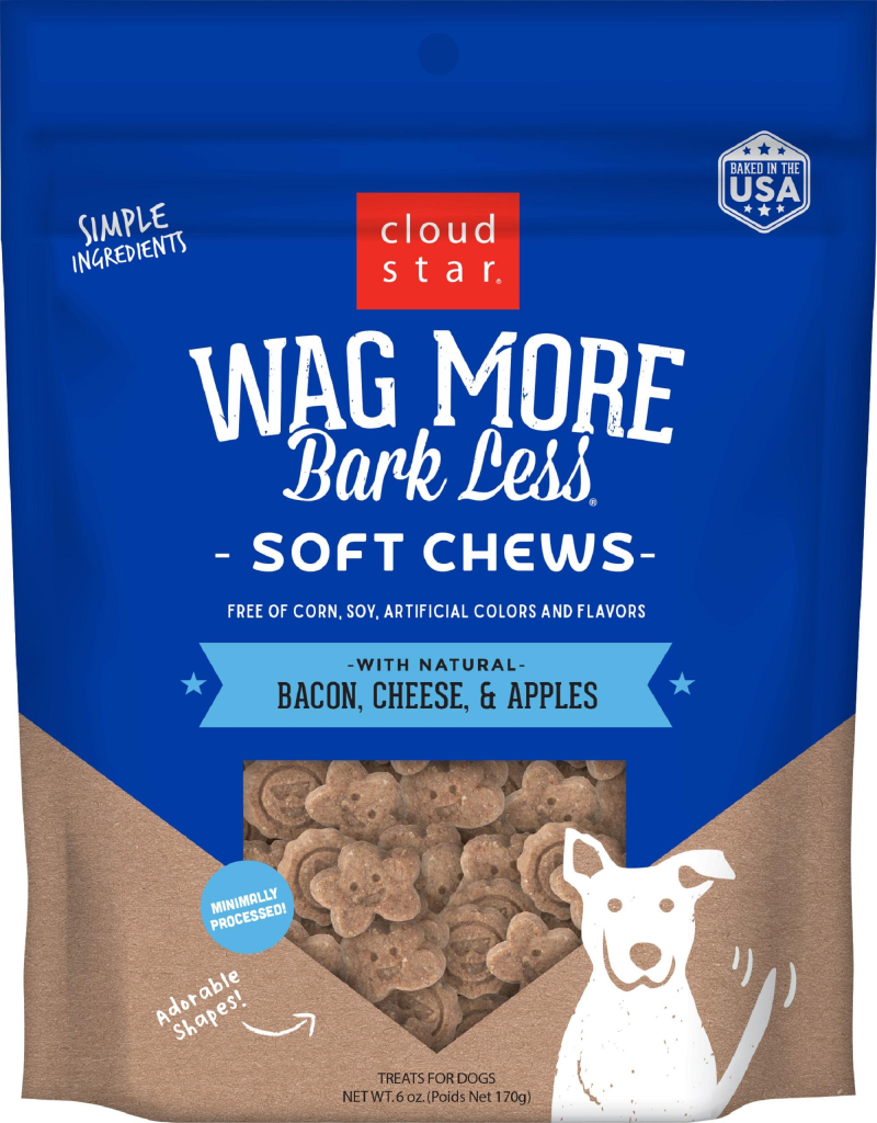 Cloud Star Wag More Bark Less Soft & Chewy with Bacon, Cheese & Apples Dog Treats, 6-oz