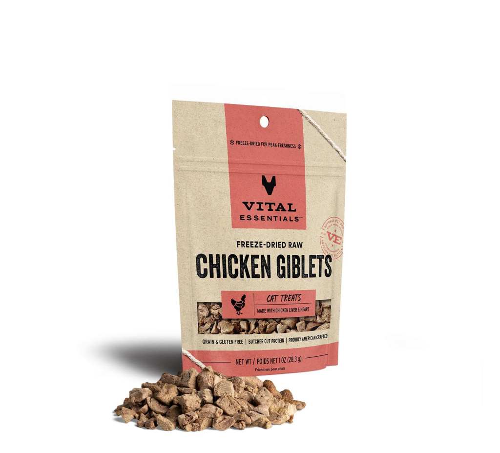 Vital Essentials Chicken Giblets Freeze-Dried Raw Cat Treats, 1-oz