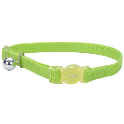 Safe Cat Adjustable Snag-Proof Breakaway Cat Collar, Lime, 3/8-in x 8-12-in